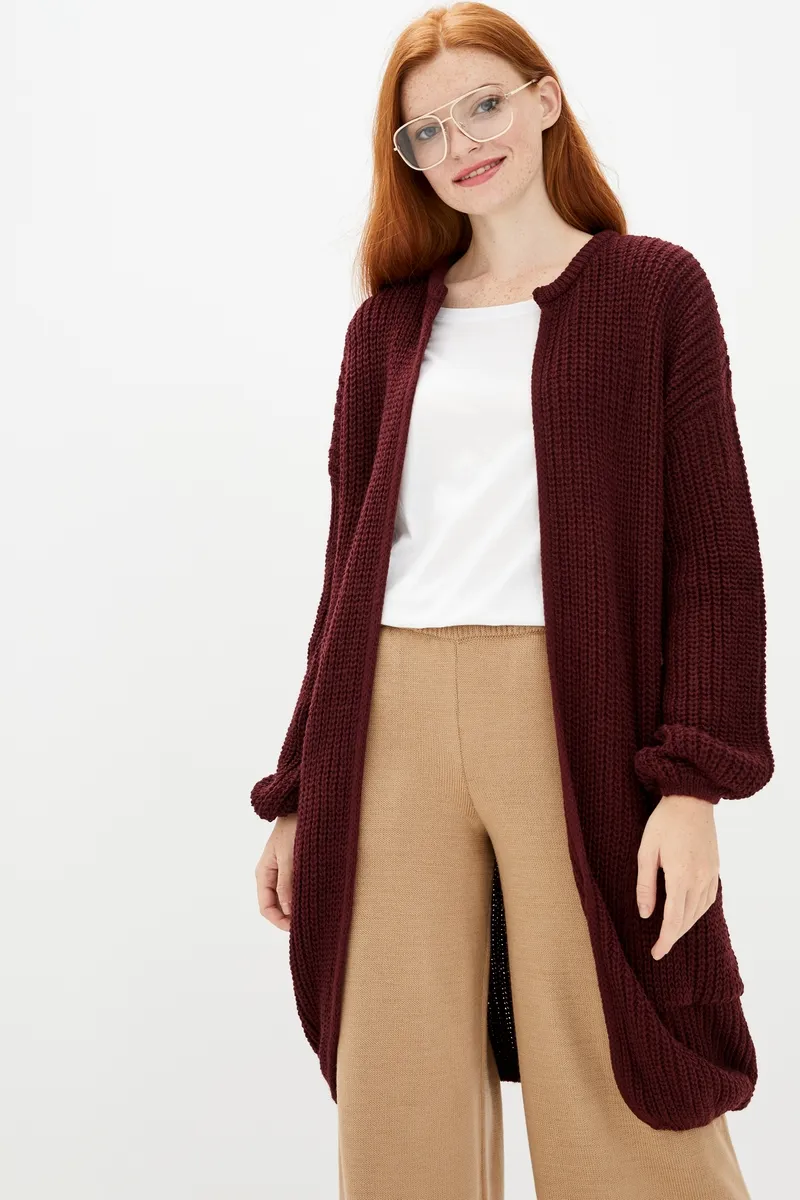 Кардиган SEWEL XW466 42-44 Бордо