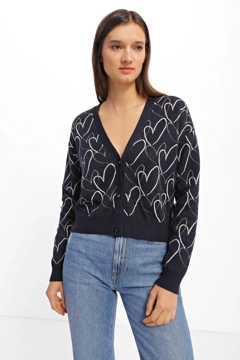 Кардиган SEWEL XW891 42-44 Темно-синій з бежевим