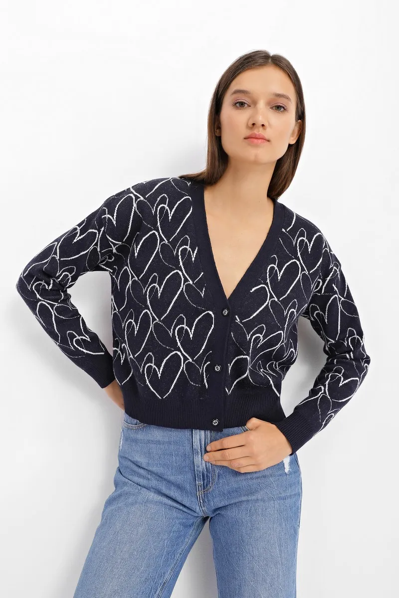 Кардиган SEWEL XW891 42-44 Темно-синій з білим
