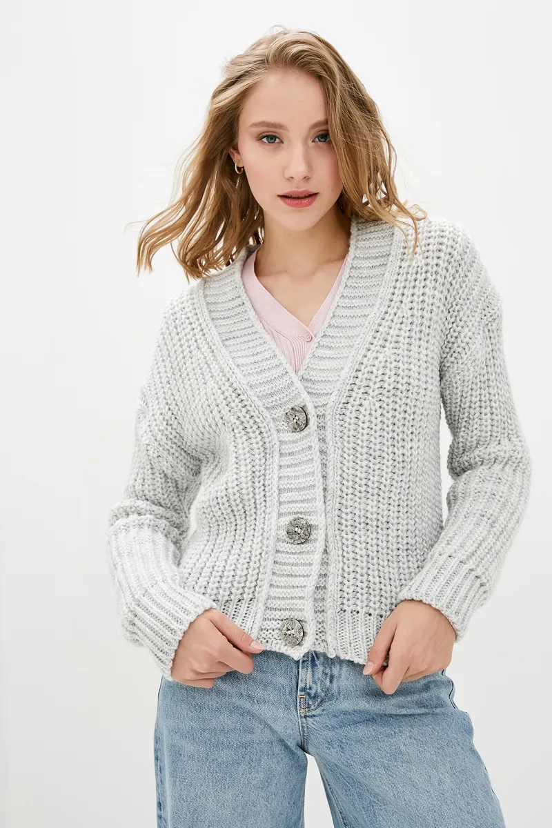 Кофта SEWEL KW799 42-44 Світло-Сірий меланж