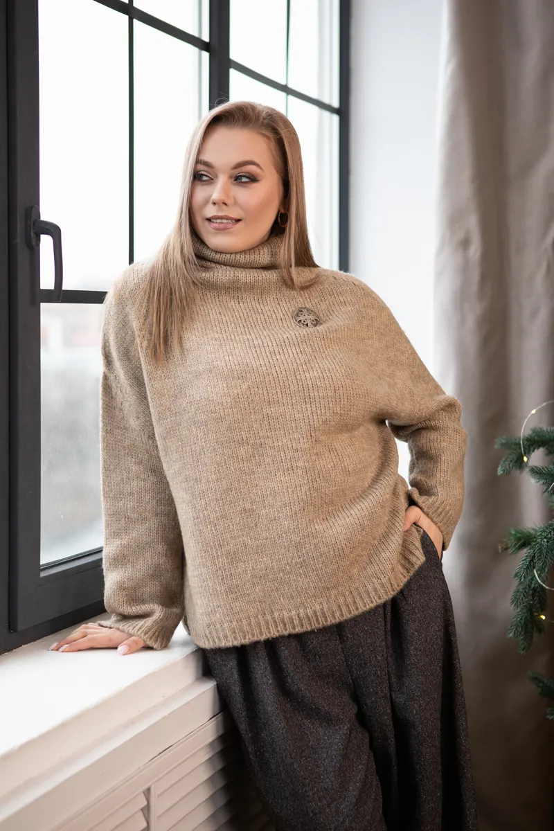 Светр SEWEL S1024 50-52 XL Темно-бежевий