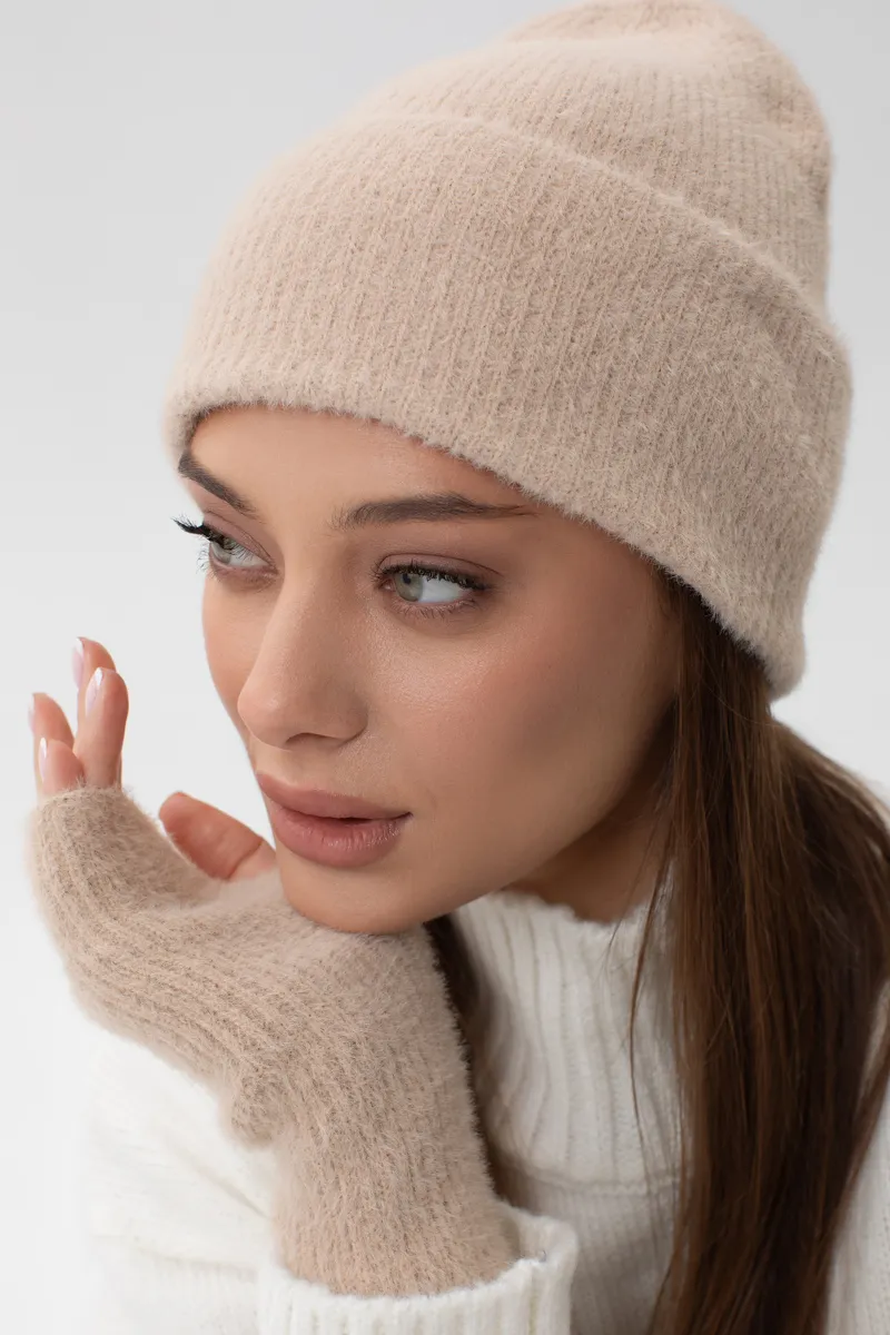 Комплект Шапка Мітенки SEWEL BA010 One Size Бежевий
