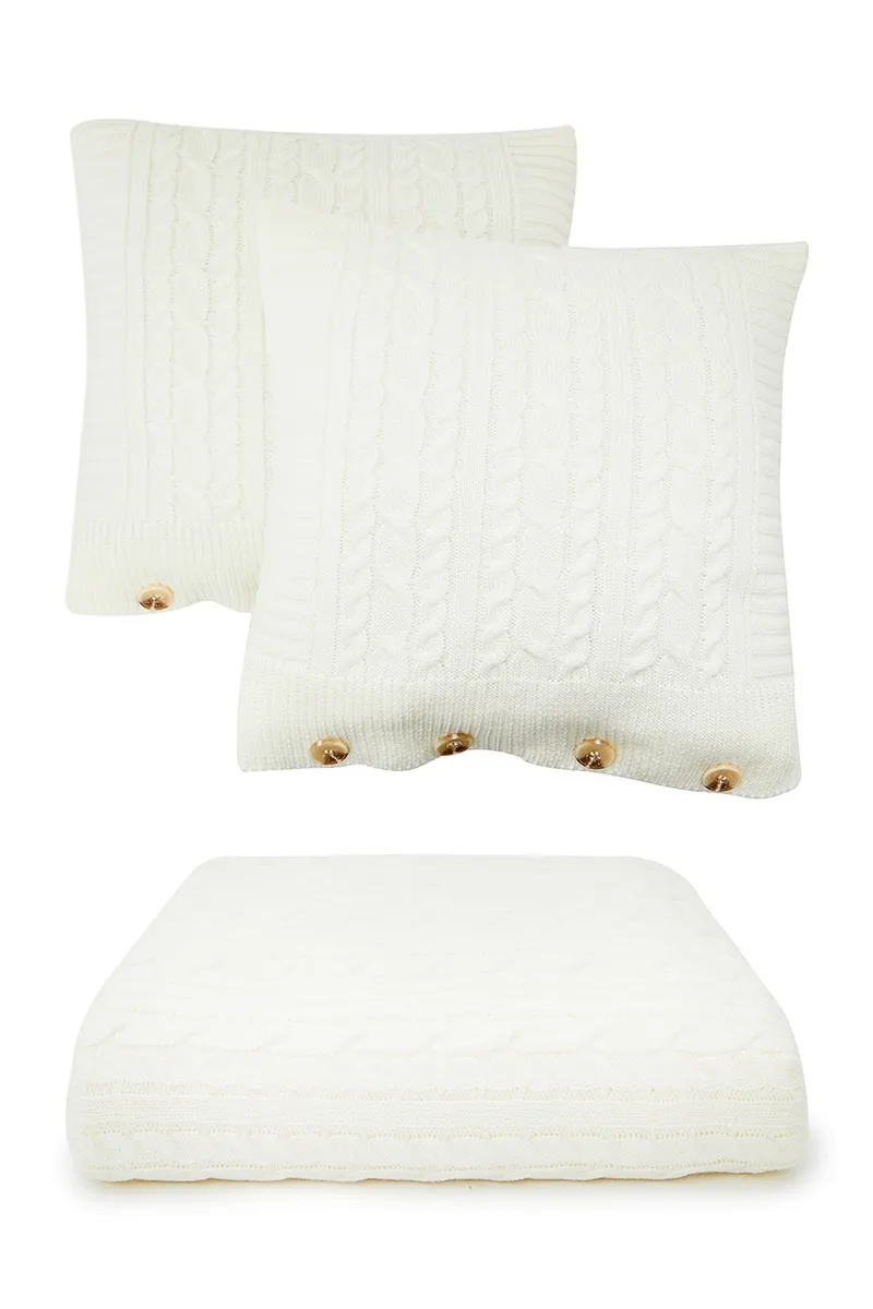 В'язане покривало з наволочками SEWEL OA797 180х240 Білий