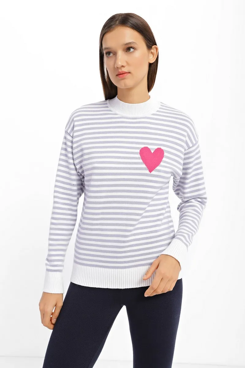 Джемпер SEWEL JW880 46-48 Білий з сірим