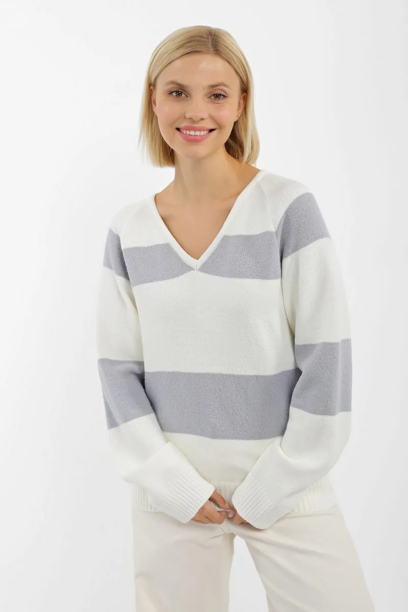 Джемпер SEWEL JW921 42-44 Білий з сірим