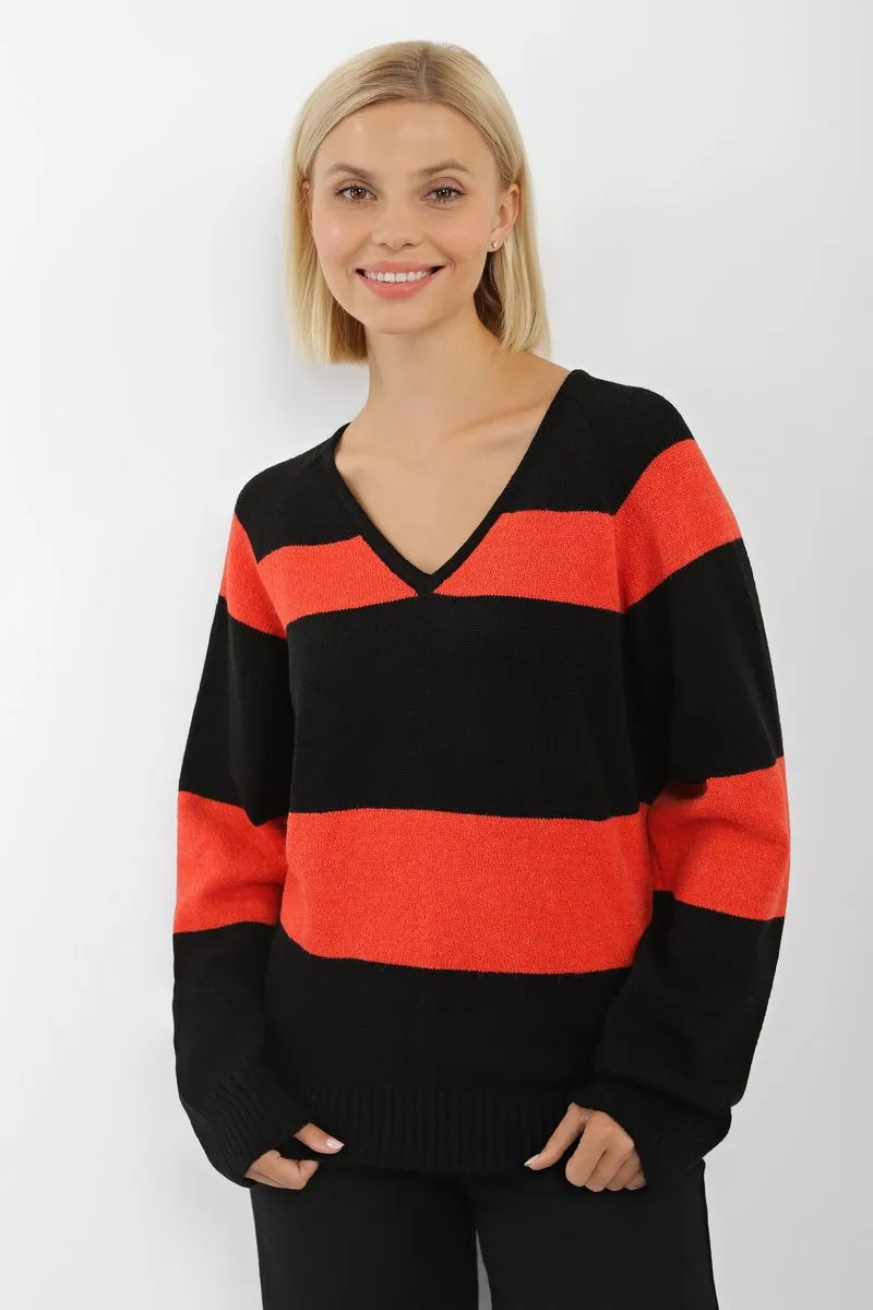 Джемпер SEWEL JW921 42-44 Чорний з червоним