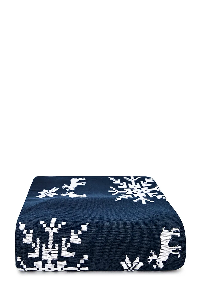 В'язане покривало з наволочками SEWEL OA788 220х180 Темно-синій