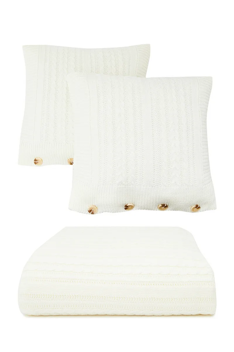 В'язане покривало з наволочками SEWEL OA795 220х240 Білий